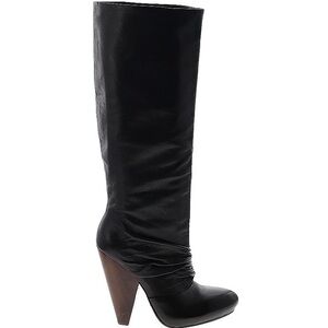 Elegant Black Leather Knee-High Boots